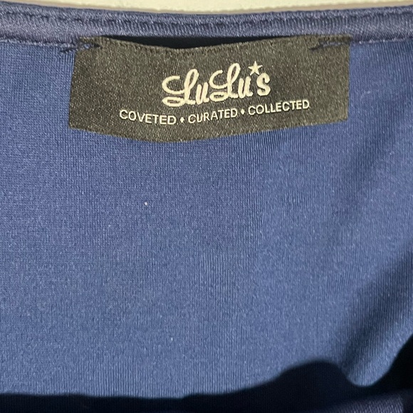 Lulu’s Fundamentaltals of Style Navy Blue Peplum Top - Picture 4 of 5